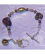 Sterling Silver Amethyst and Freshwater Pearl Bracelet - £28.14 GBP