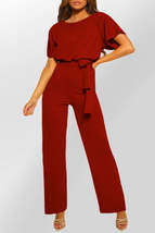 Red Oh So Glam Belted Wide Leg Jumpsuit - £21.70 GBP+