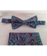 PURPLE BLUE PAISLEY Bowtie, or Hanky, Boys,  Men, purple, blue,  metalli... - €9,98 EUR