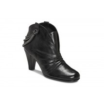 NEW! Aerosoles Black Genuine Leather Ankle Booties Boots Chains Detail Size 9 - £63.13 GBP