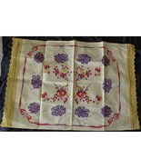 Beautiful Vintage Yellow Edge Cotton Dish Towel with Lovely Crocheted Ed... - $11.87
