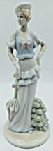 Vintage Porcelain Woman w/UMBRELLA 20&#39;s Era Clothing Figurine - Signed Gaylord - £12.65 GBP