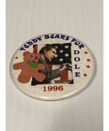 1996 Teddy Bear for Bob Dole Presidential Campaign Button KG Election Re... - €7,67 EUR