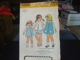 Simplicity 6866 Toddler Jumper or Top, Blouse &amp; Panties Pattern - Size 1/2 - £9.15 GBP