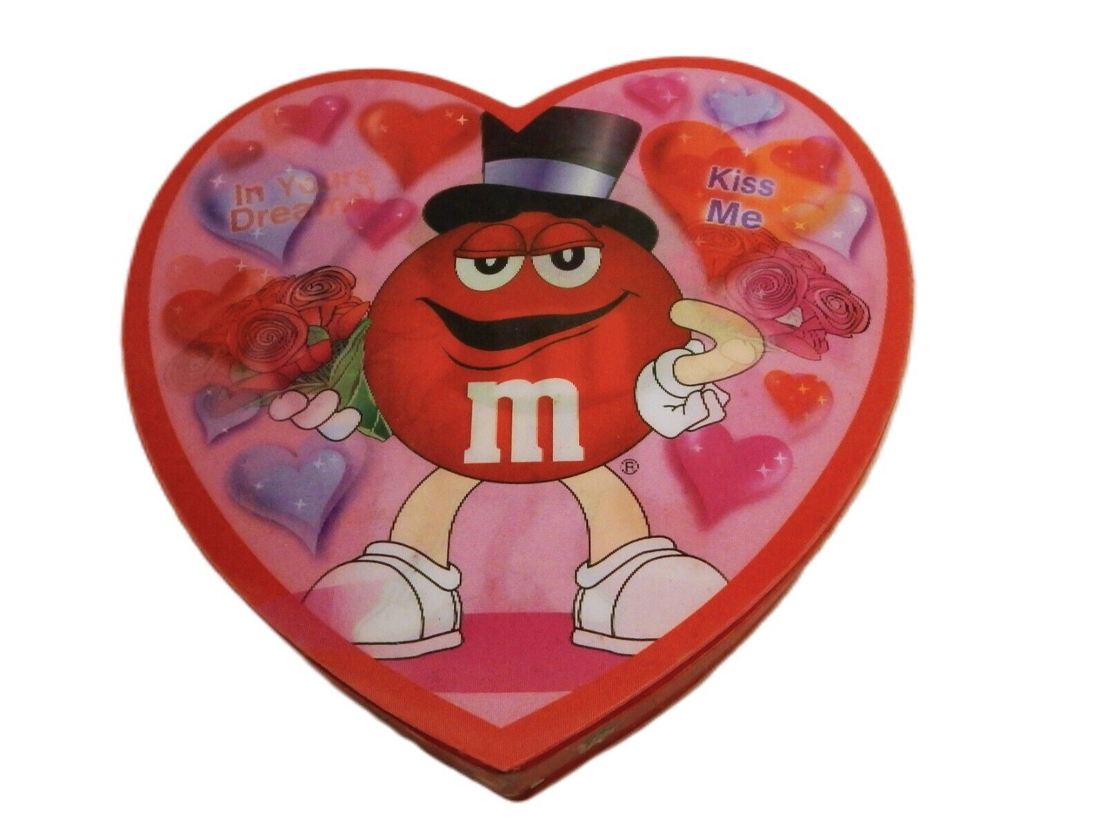 M&amp;M&#39;s Cardboard Valentine Candy Box, Lenticular Red and Green Plain Char... - $9.75
