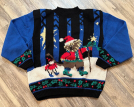 Vtg Heirloom Cherished Possessions Christmas Sweater Size Medium Wool Bear - $45.31