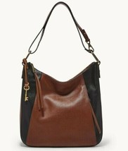 Fossil Talia Hobo Shoulder Bag Brown Black Leather SHB2803914 NWT $228 Retail - £85.04 GBP