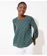 LOFT Ditsy Bloom Draped Sleeve Top Dark Thicket Green New - €28,82 EUR