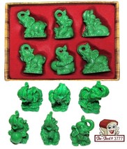 Set of 6 Feng Shui Green Elephant Statutes Represent Wealth, Wisdom, Success NEW - $9.95