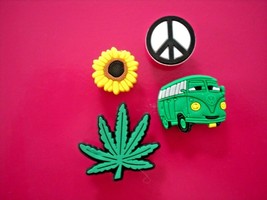 4 Peace Sign Sun Flower Hippie Bus Shoe Charm Compatible W/ Crocs - £7.77 GBP