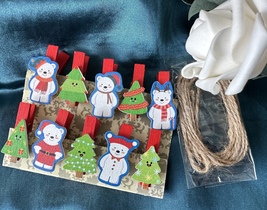 30pcs Gift Wrapping wood clips,paper clips,clothespin for Christms Party - £5.70 GBP+