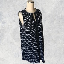 MIchael Kors Black White Polka Dot Sleeveless Drawstring Neck Knit Dress... - $28.45