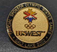 USWEST 2002 Salt Lake Gold Tone Official Sponsor USA Olympic Lapel/Hat P... - $13.85
