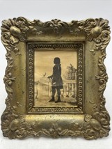 Picture Frame Ornate Metal Brass BWM 105 Silhouette Colonial Man 5&quot; Vintage - £46.99 GBP