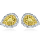 GIA Certified 1.62 CT Pear Natural Fancy Yellow Diamond Stud Earrings 18... - $154,194.22 MXN