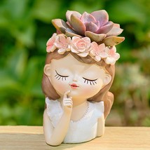 Small Cute Girl Face Succulent Pots With A Drainage Hole Fairy Garden Po... - $41.92