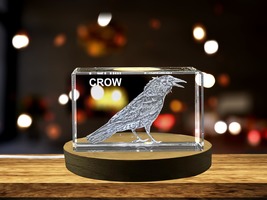 LED Base included | Majestic 3D Engraved Crystal of a Regal Crow - Perfect for - $39.99+