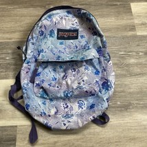 JanSport Superbreak backpack striped floral purple blue green  - £11.63 GBP