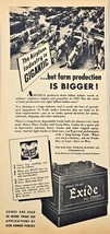 WWII-1944 Vintage Print Ad-EXIDE BATTERIES-Farms-Airplane Industry-Elect... - €10,51 EUR