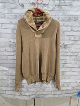 Polo Ralph Lauren Knit Cotton Brown Shawl Sweater Vintage 90s y2k sz L - $59.99