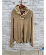 Polo Ralph Lauren Knit Cotton Brown Shawl Sweater Vintage 90s y2k sz L - $82.30 CAD