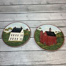 Brandon House "Country Life" Warren Kimble Salad Plates 8" Folk Art Barn... - $20.79