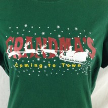 Intradeco Apparel Christmas T-Shirt Green &quot;Grandma&#39;s Coming to Town&quot; Sz ... - £7.78 GBP