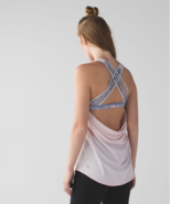 Lululemon Wild Tank Pink Blush Quartz Silver Spoon Built in Bra Low Open... - $26.90