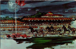 Vtg Postcard The Sherman Ravenson Painting, Home Free, Saratoga Raceway - £4.61 GBP