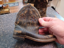 Vtg 1950s Brown Leather Cut Outs Childs Cowboy Boots Circle C - $1,383.83 MXN