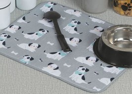 Kitchen Reversible Microfiber Dish Drying Mat (15&quot;x20&quot;) DOGS PATCH &amp; BONES,KDD - £13.75 GBP