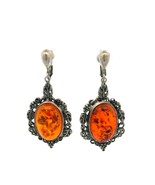 Vintage sterling silver KBN Kabana 925 amber clip earrings - $5,902.85 MXN