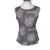 AK Anne Klein Classic Leopard Print Sleeveless High Neck Blouse Size Large  - £17.80 GBP