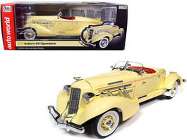 1935 Auburn 851 Speedster Cream w Red Interior 1/18 Diecast Car Auto World - £100.89 GBP