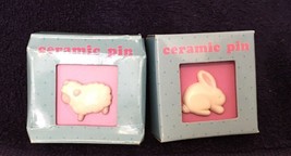 Hallmark Ceramic Pins Bunny &amp; Sheep - £7.56 GBP