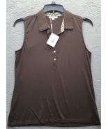 Fairway &amp; Greene Polo Shirt Women&#39;s L Brown Golf Performance Sleeveless ... - $24.47