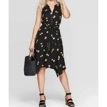 KNOX ROSE Black Floral Dress Belted Women’s XXL Yellow Sleeveless Hi-Low Flowy - £29.42 GBP