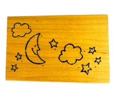 Vintage Great Impressions Clouds Moon Stars Rubber Stamp G218 - $12.99