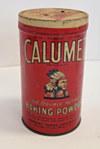 Vintage Calumet Baking Powder Tin 12 oz 4.75&quot; Native American Indian Adv... - £11.86 GBP