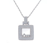1.50 Carat Diamond Happy Diamonds Square 14K White Gold Pendant - $1,900.80