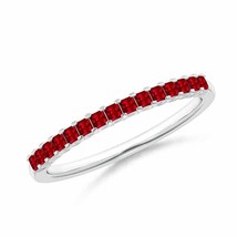 ANGARA Square Ruby Semi Eternity Classic Wedding Band in 14K Solid Gold - £608.55 GBP