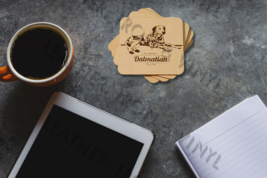 Laser Engraved Dalmatian Dog Laying - Wood Coasters, set of 4 - $19.13 CAD