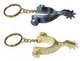 Western Horse Theme Key Ring Antique Black OR Gold Color Metal Spur with... - $4.41