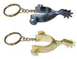 Western Horse Theme Key Ring Antique Black OR Gold Color Metal Spur with... - £3.46 GBP