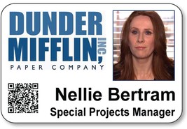 Nellie Bertram Dunder Mifflin THE OFFICE magnet Fastener Name Badge Halloween Co - £13.58 GBP
