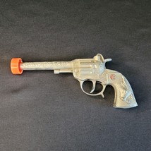Vintage Red Star Toy Revolver Diecast Metal Cap Gun w/Longhorn Steer Pis... - $17.81