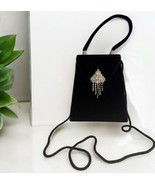 Vtg Valerie Stevens Velvet Velveteen Evening Purse Rhinestone Accent Bag... - $16.82
