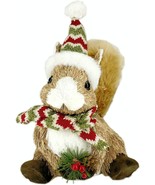 Nature Vibe 10.6 Inches Sisal Squirrel Decor Figurine with Santa Hat for... - $46.66