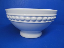 Farval White Footed Embossed Beaded 6 3/4&quot;W X 3 1/2&quot;H Round Bowl VGC  Portugal - £14.94 GBP