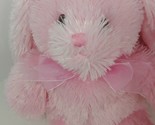 COMMONWEALTH toys Pink Bunny Rabbit Plush shaggy fur pink sheer bow 2010 - $20.78